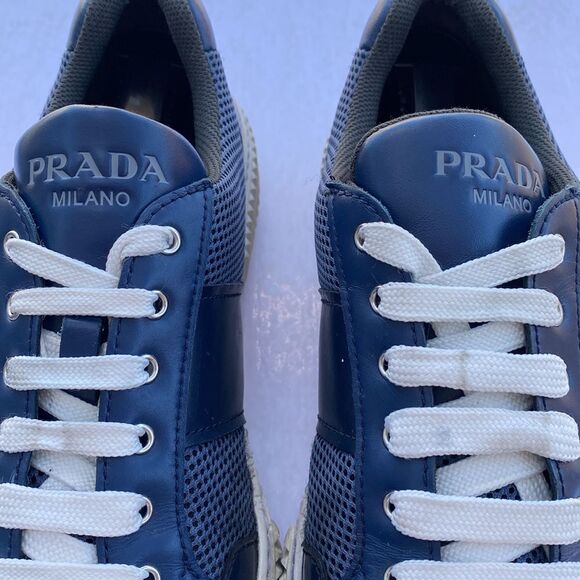PRADA Milano Navy/White Sneakers Size 10 - Picture 2 of 8